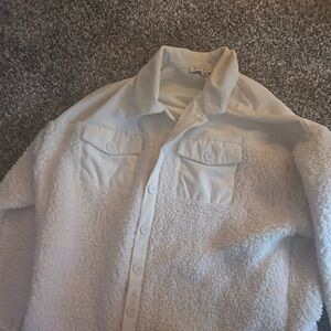 Women's White Sherpa Shirt 
Medium